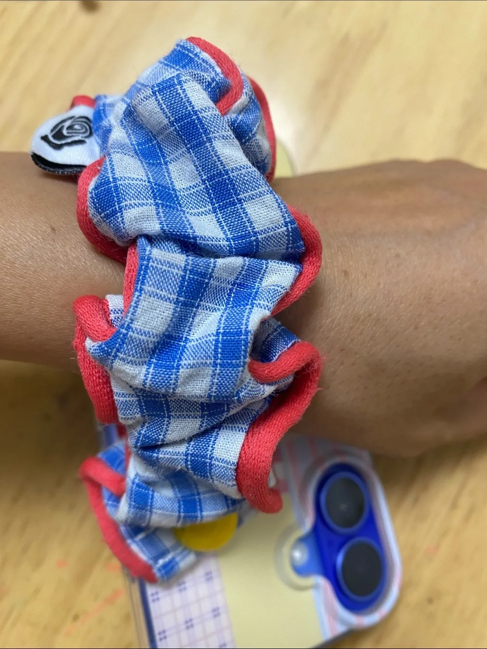 Phone Case with Blue Check Scrunchie Strap - Unbranded